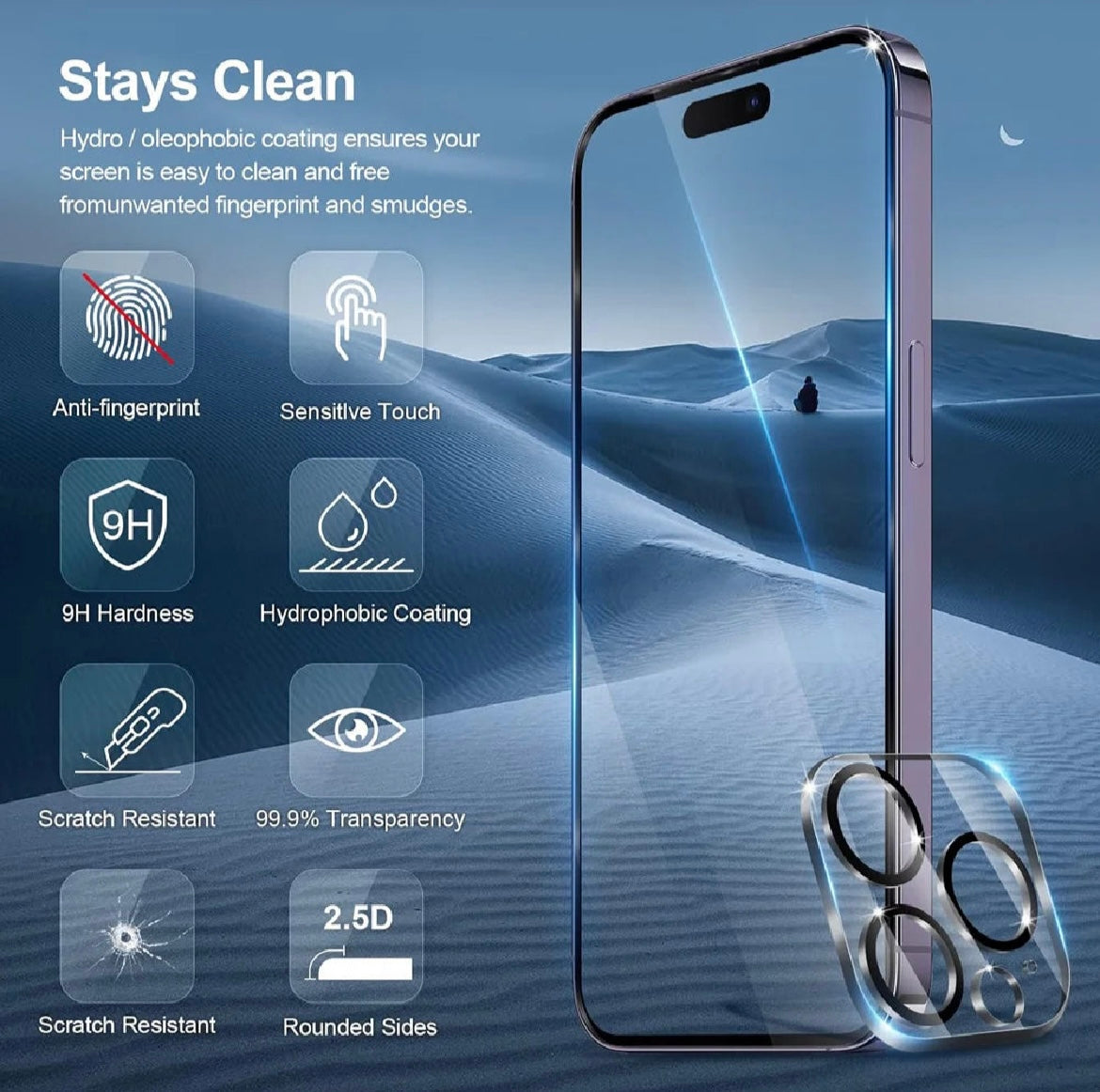 Pack Verre Trempé 9H + Protection Caméra – iPhone 11 à 16 📸