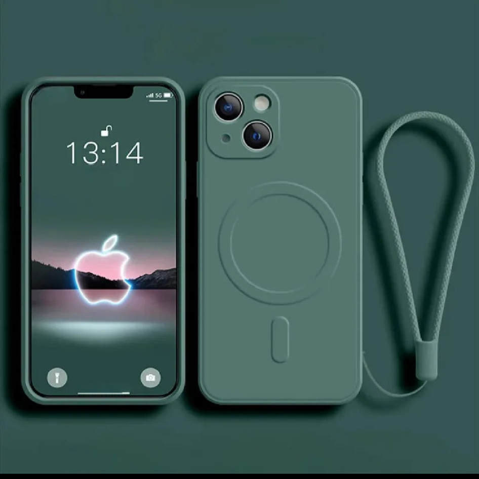 Phone Case MagSafe Silicone Liquide + Dragonne – iPhone 11 -…-16 Pro Max