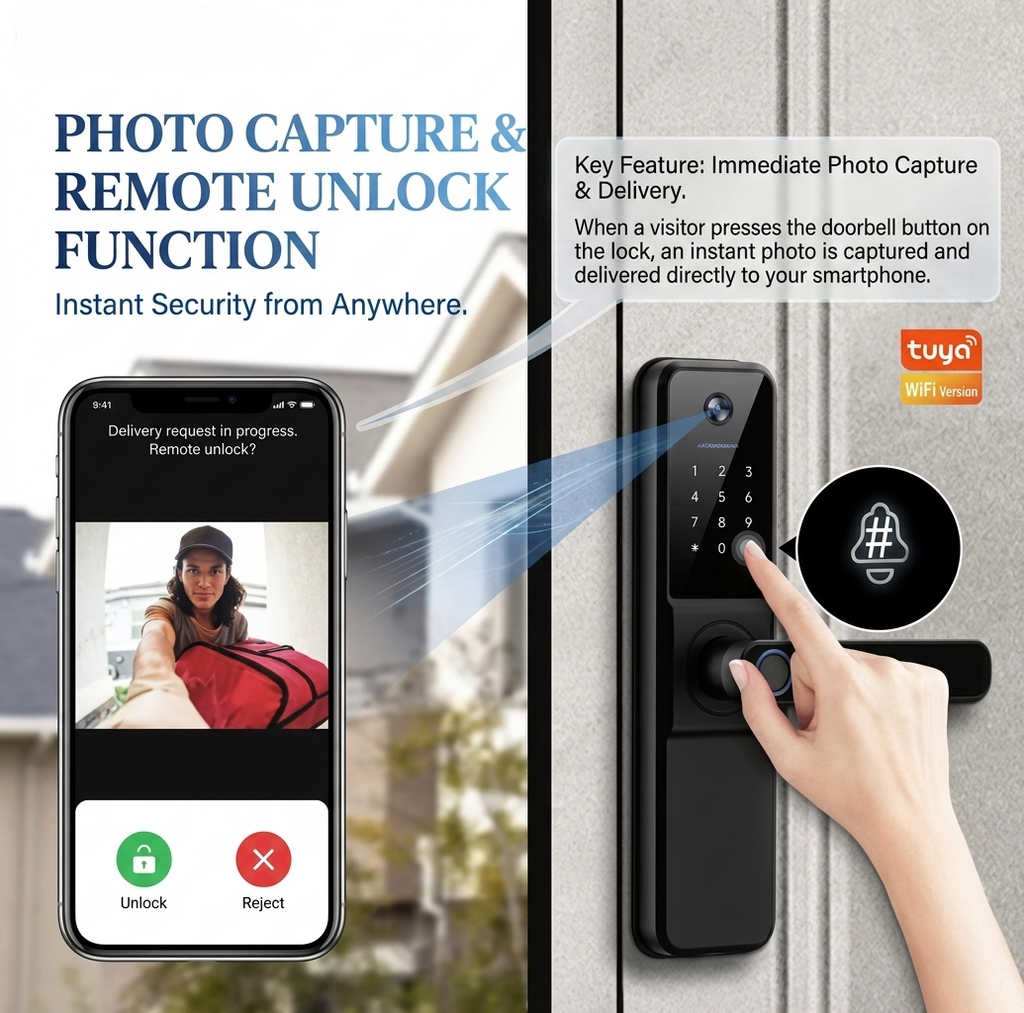 Serrure Connectée Intelligente– Empreinte Digitale, Caméra HD & WiFi🔐