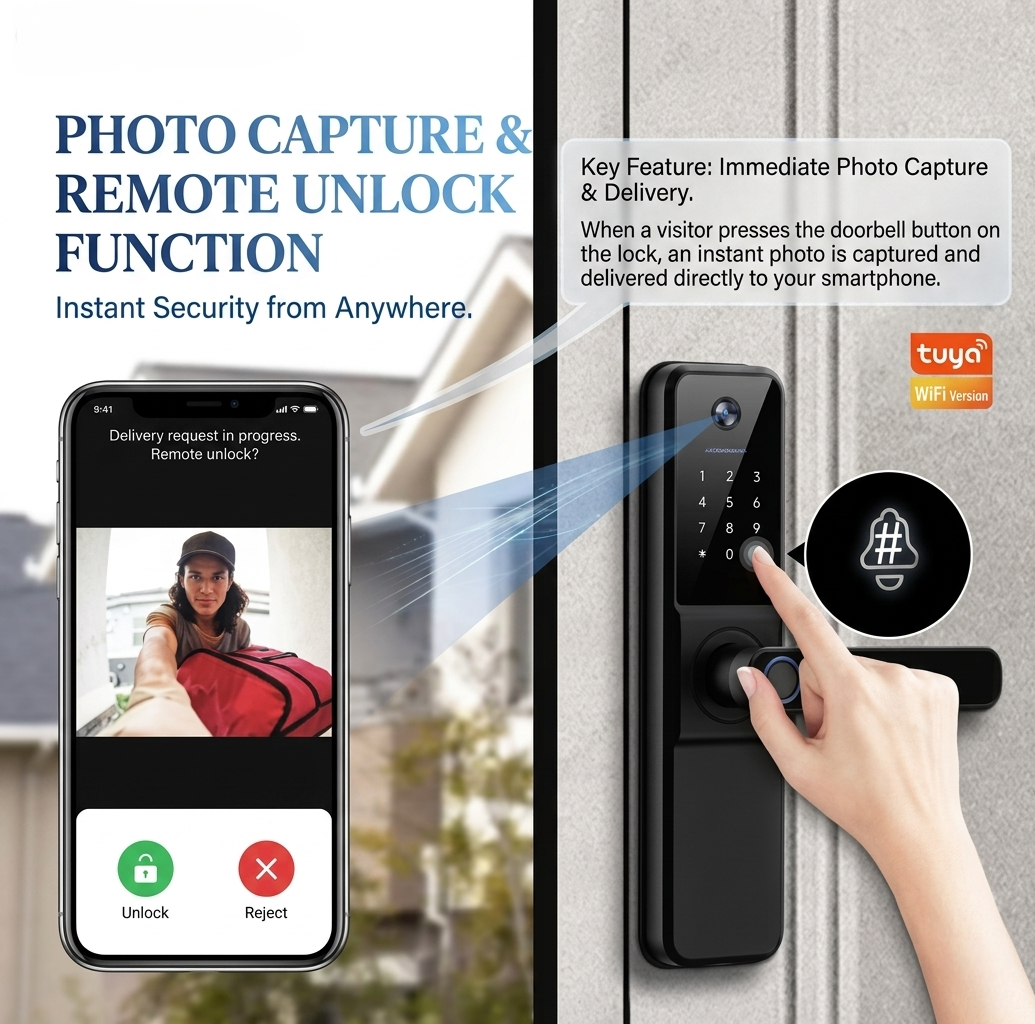 Serrure Connectée Intelligente– Empreinte Digitale, Caméra HD & WiFi🔐