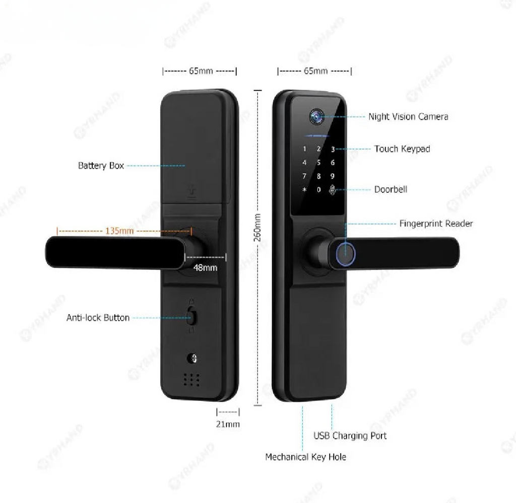 Serrure Connectée Intelligente– Empreinte Digitale, Caméra HD & WiFi🔐
