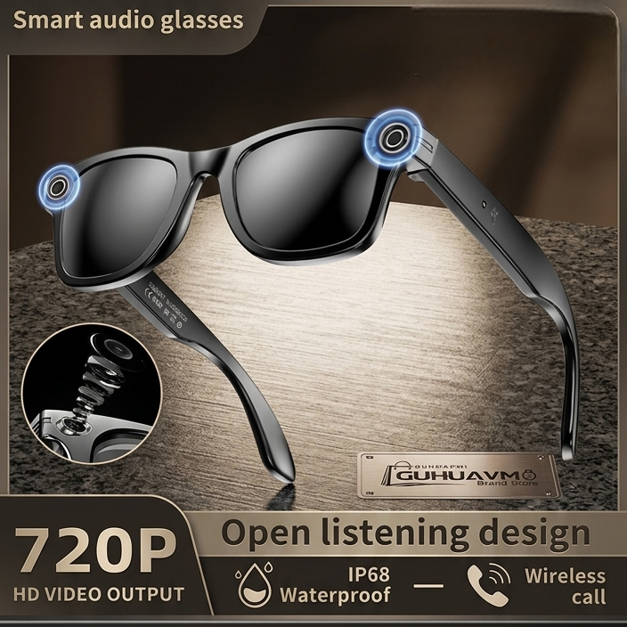 PulseTech SmartVision – Lunettes IA Caméra HD, Appels Bluetooth et Traduction en Temps Réel 🕶️