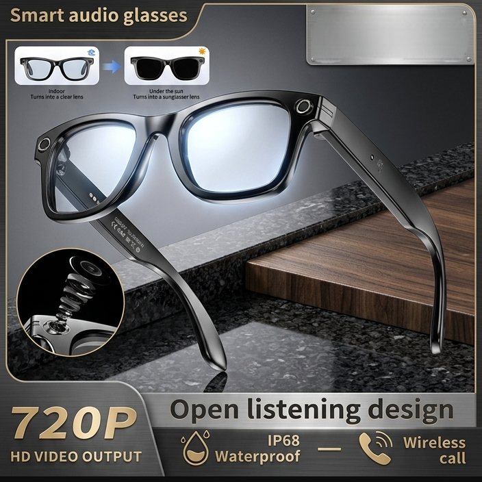 PulseTech SmartVision – Lunettes IA Caméra HD, Appels Bluetooth et Traduction en Temps Réel 🕶️