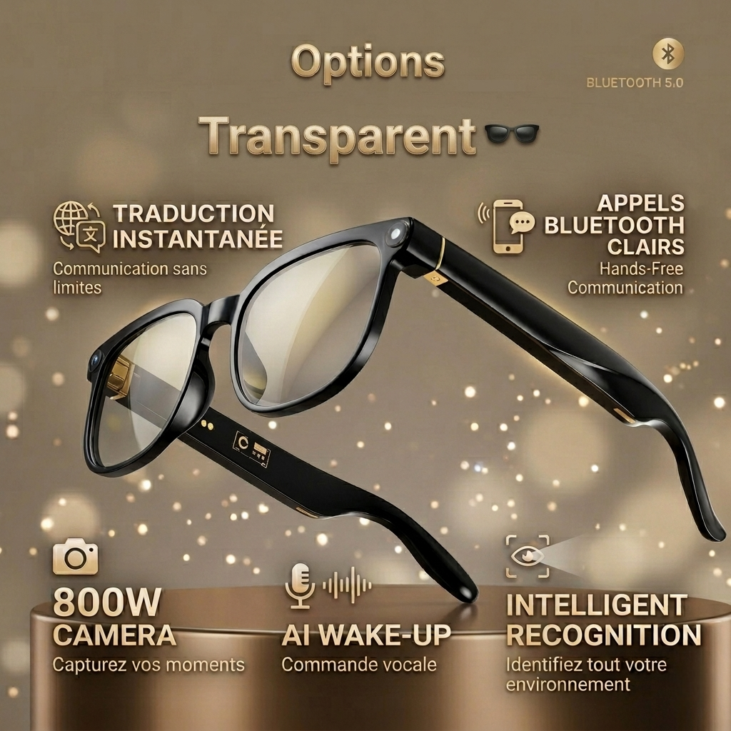 Lunettes Connectées 4K – Caméra HD, Traduction, Bluetooth 🕶️