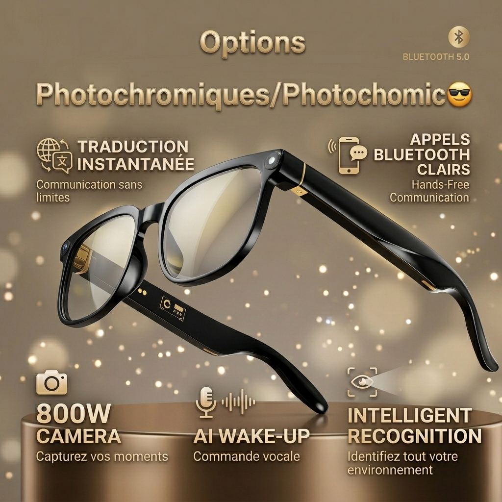 Lunettes Connectées 4K – Caméra HD, Traduction, Bluetooth 🕶️