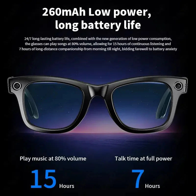 PulseTech SmartVision – Lunettes IA Caméra HD, Appels Bluetooth et Traduction en Temps Réel 🕶️