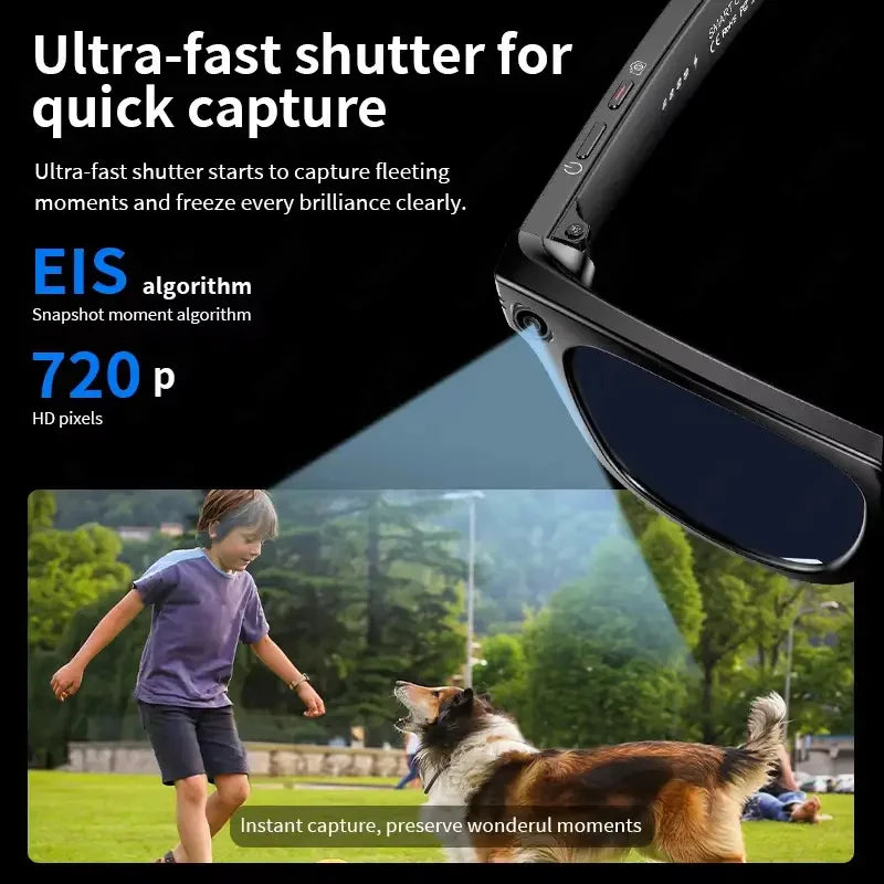 PulseTech SmartVision – Lunettes IA Caméra HD, Appels Bluetooth et Traduction en Temps Réel 🕶️