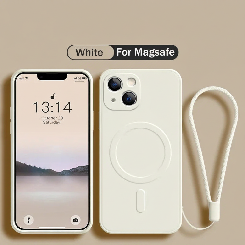 Phone Case MagSafe Silicone Liquide + Dragonne – iPhone 11 -…-16 Pro Max