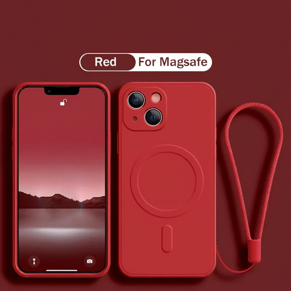 Phone Case MagSafe Silicone Liquide + Dragonne – iPhone 11 -…-16 Pro Max