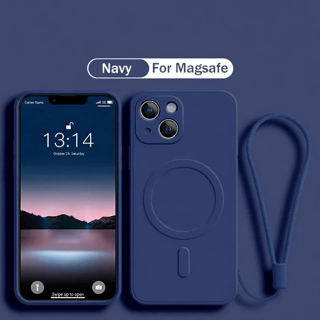 Phone Case MagSafe Silicone Liquide + Dragonne – iPhone 11 -…-16 Pro Max
