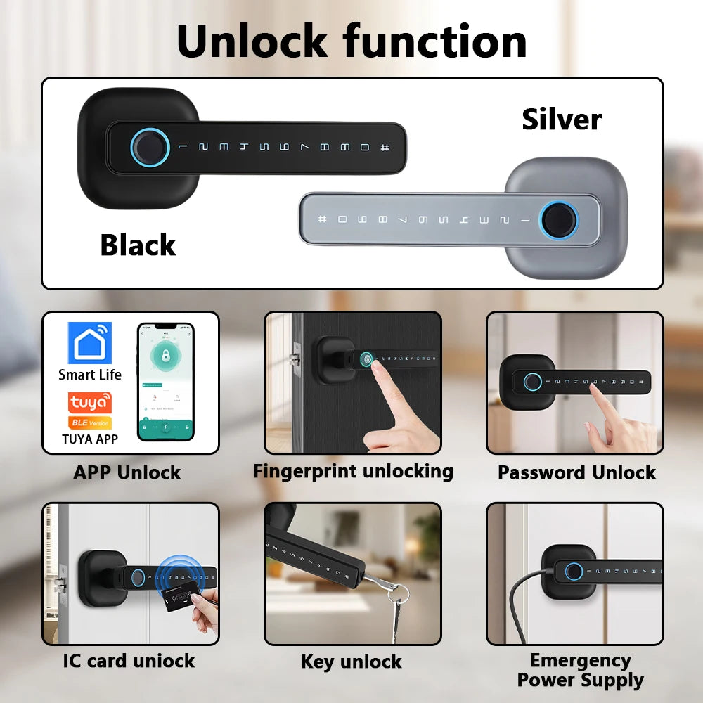 Serrure Connectée Intelligente Bluetooth – Empreinte Digitale & Code 🔐