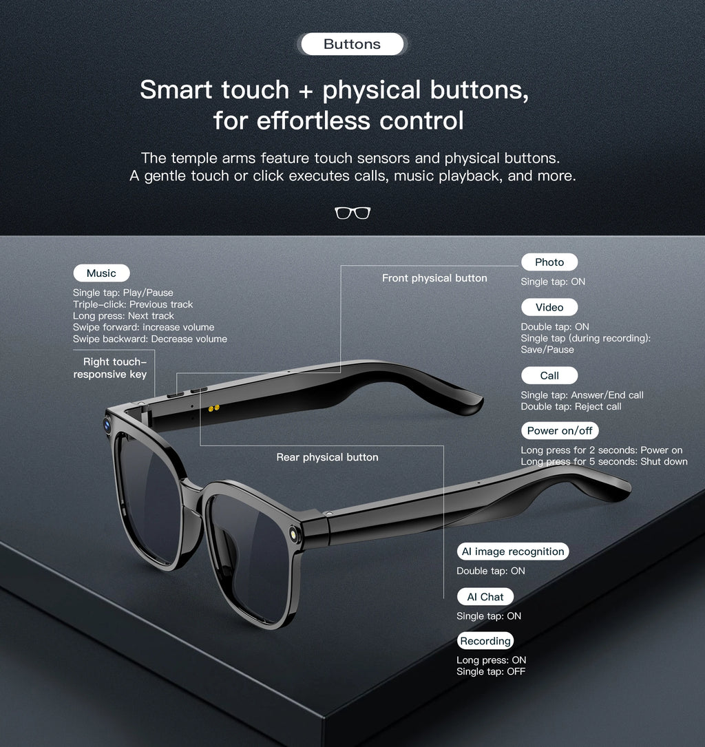 Lunettes Connectées 4K – Caméra HD, Traduction, Bluetooth 🕶️